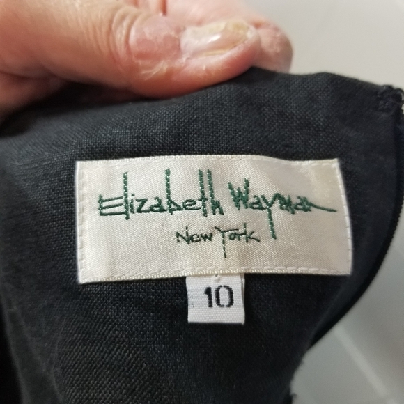 Vtg Elizabeth Wayman black linen criss cross back maxi dress - Picture 8 of 13